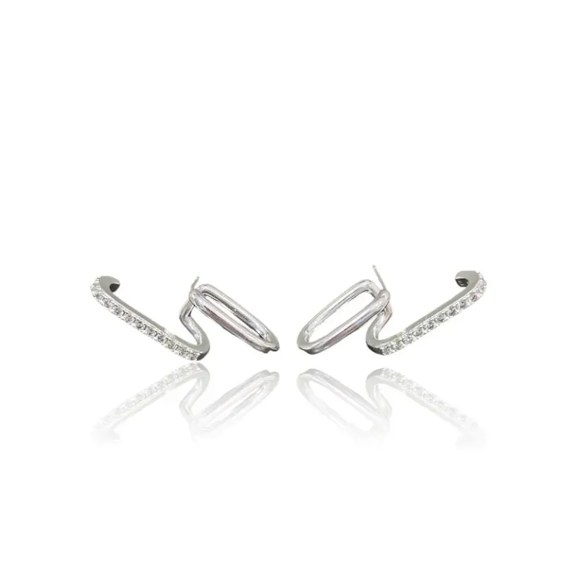 BRINCO PRATA EAR HOOK LISO E ZIRC