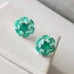 BRINCO PRATA FLOR ESMERALDA G