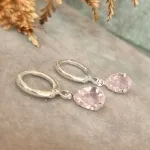 BRINCO PRATA TRANQUETA GOTA ROSA	