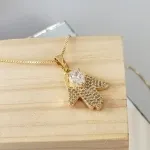 COLAR OURO HAMSÁ CRISTAL ZIRC