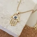 COLAR OURO HAMSÁ OLHO G