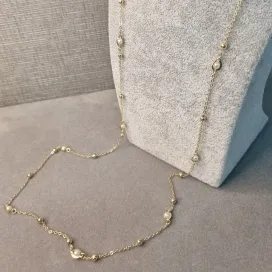 COLAR OURO LONGO PÉROLAS 	