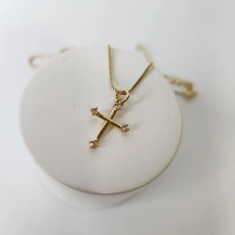 COLAR OURO MINI CRUZ