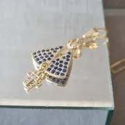 COLAR OURO NS CRAVEJADA AZUL