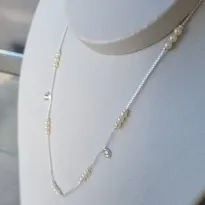 COLAR PRATA CHOKER 3 PÉROLAS