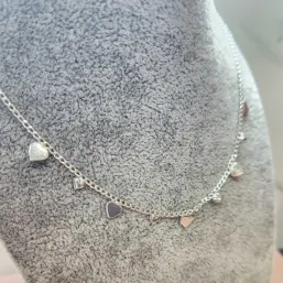 COLAR PRATA CHOKER CORAÇÕES CHAP	