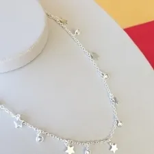 COLAR PRATA CHOKER PING ESTRELA CRISTAL
