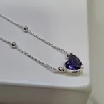 COLAR PRATA CORAÇÃO TANZANITA B	