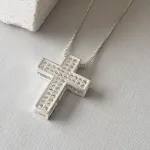 COLAR PRATA CRUZ GROSSA ZIRC
