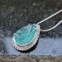 COLAR PRATA ESMERALDA COLOMBIANA Z	 