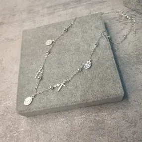 COLAR PRATA MEDALHA E CRUZ	