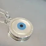COLAR PRATA OLHO MADREP REDONDO	