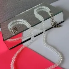 COLAR RODIO BRANCO CRISTAIS DE VIDRO BRANCO