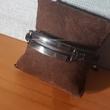 PULSEIRA COURO AÇO PLACA LISO 