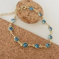 PULSEIRA OURO OLHO G AZUL