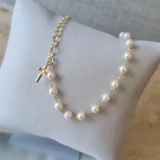 PULSEIRA OURO PERÓLA CRUZ	