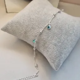 PULSEIRA PRATA COLORIDA OLHO	
