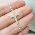 PULSEIRA PRATA OURO CRUZ ZIRC	