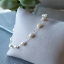 PULSEIRA PRATA PÉROLA ARROZ