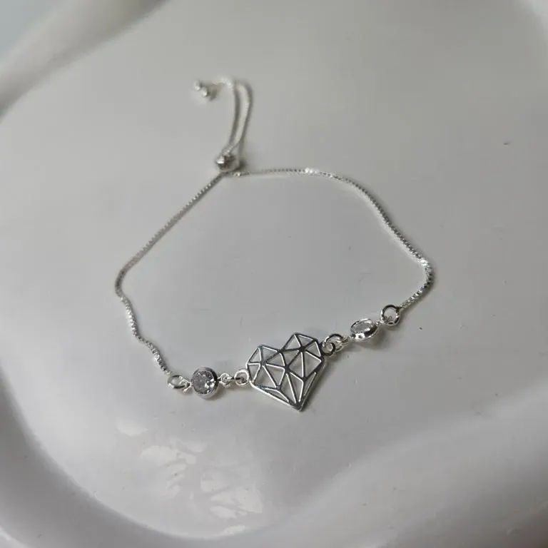 PULSEIRA PRATA CORAÇÃO ARABESCO