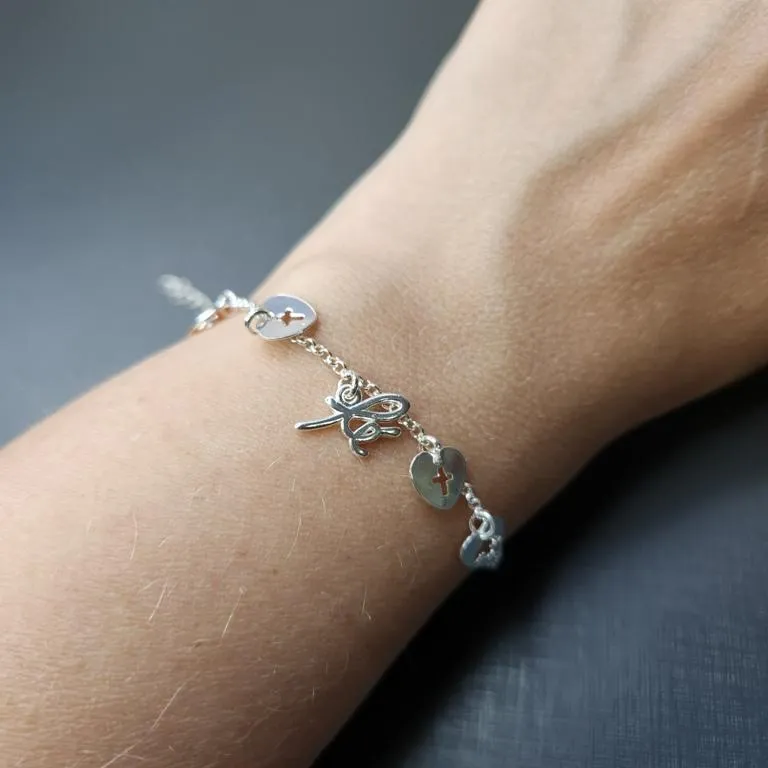 PULSEIRA PRATA PINGENTES FÉ