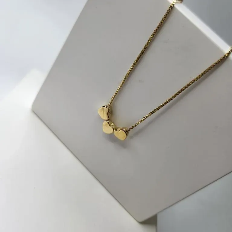 COLAR OURO 3 CORAÇÕES