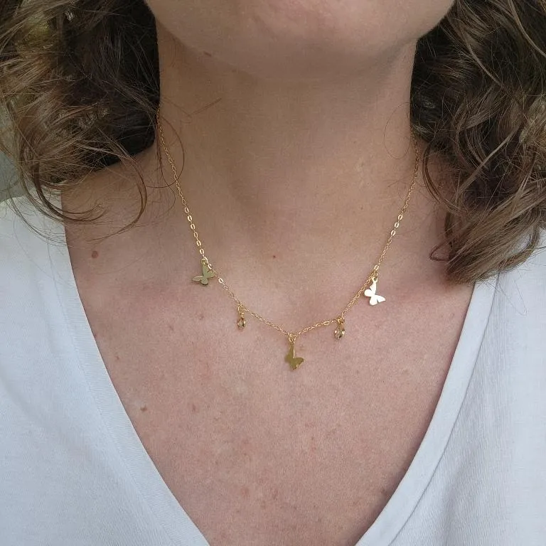 COLAR OURO BORBOLETINHAS LUZ
