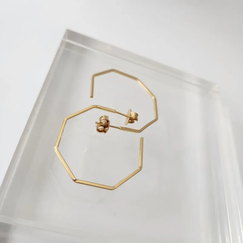 BRINCO OURO ARGOLA OCTAGONAL M