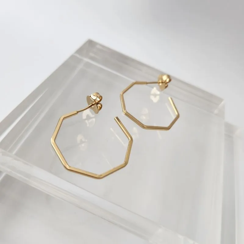 BRINCO OURO ARGOLA OCTAGONAL P